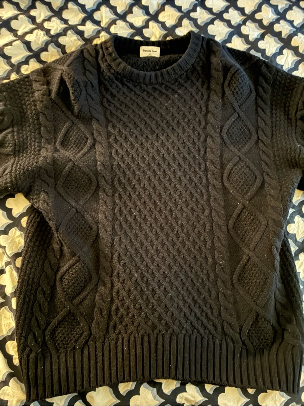 Sunday Best  Cable Knit Crewneck Sweater - Navy